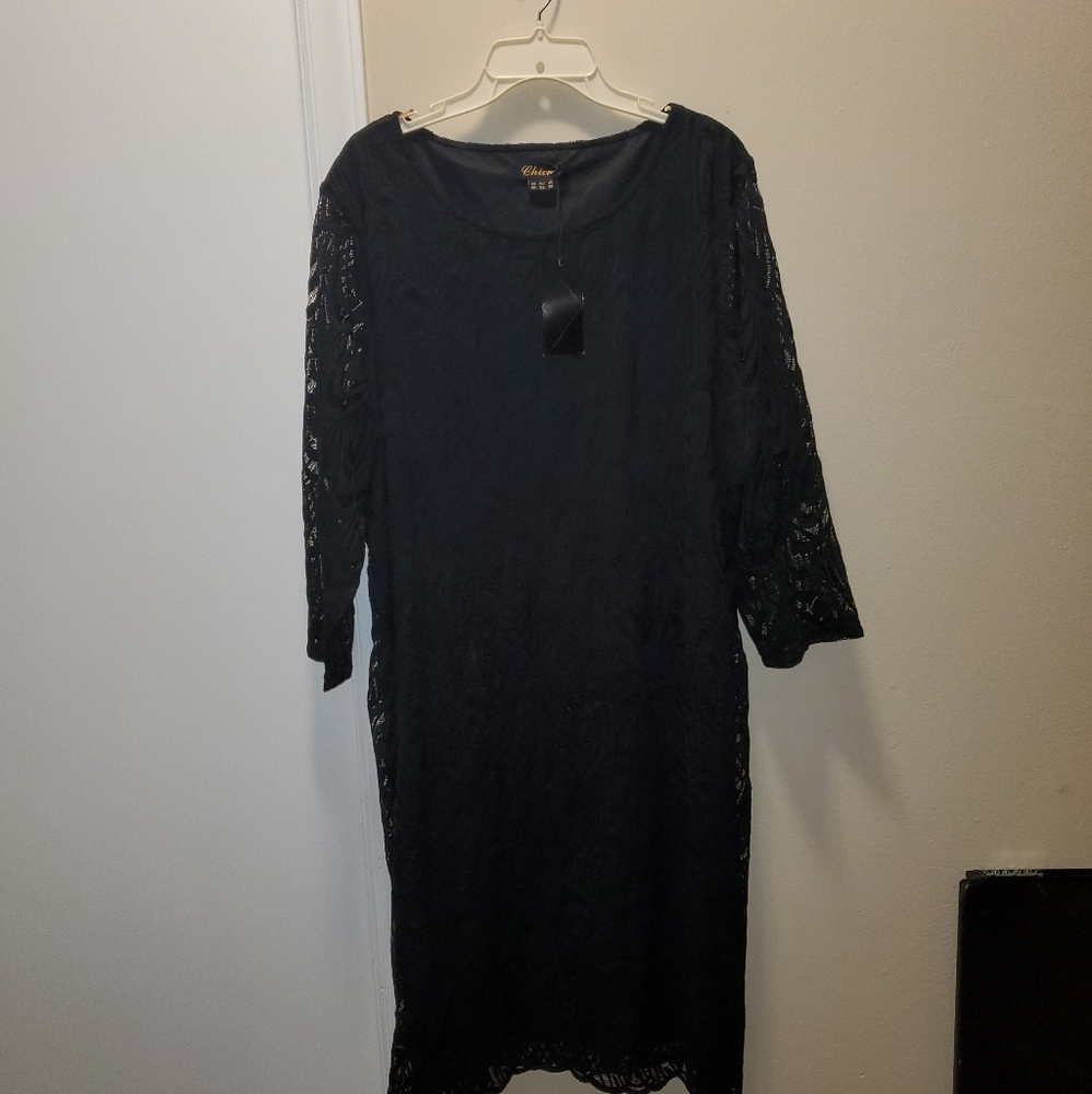 Womens plus lacy black dress